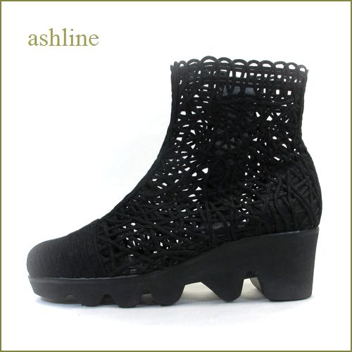 ashline アシュライン as2130bl ブラック　【可愛い長さでデビュー・上品なデザイン。。 ashline　コードレース・ショートブーツ】