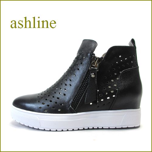アシュライン ashline　as338A7bl　ブラック　【新鮮・ダイヤ模様のパンチングカット！シンプルデザイン。。ashline・スニーカースタイル】