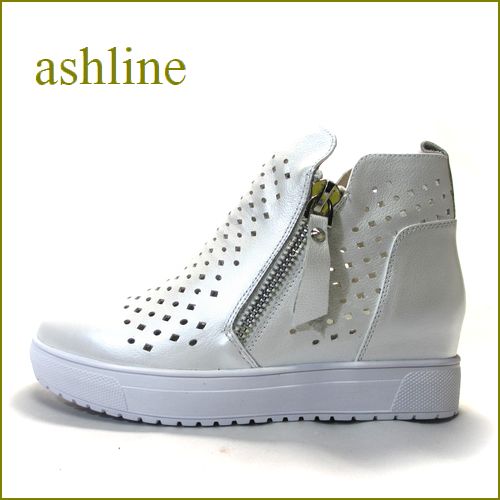 アシュライン ashline　as338A7wt　ホワイトパール　【新鮮・ダイヤ模様のパンチングカット！シンプルデザイン。。ashline・スニーカースタイル】