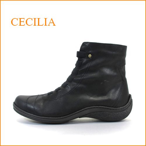 Cecilia　セシリア ce190bl ブラック　【アンティークなオイルレザー・ふわふわクッションの・・crcilia・レースアップの ショートブーツ】