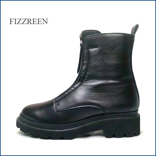 fizzreen　フィズリーン　fr2547bl ブラック 【人気のデザインで歩こう・スカートやパンツインのコーデで可愛さアップ！fizzreen フロントジップブーツ】