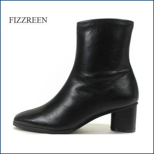 fizzreen　フィズリーン　fr2521bl  ブラック 【もっちりした柔らかレザー・・綺麗なシルエット・・fizzreen シンプルなショートブーツ】
