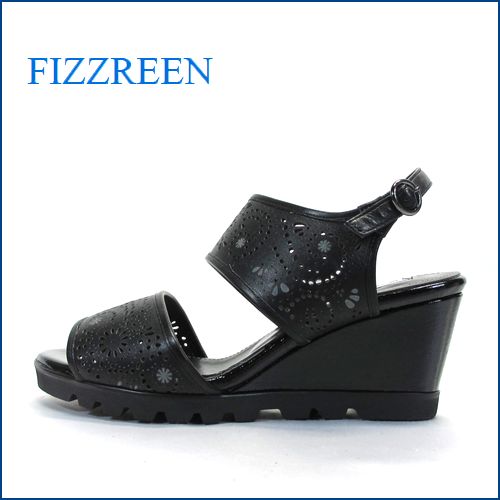 fizzreen フィズリーン fr2711bl  ブラック　【日本の新技術！下町レーザーパンチングカット。。ｆｉｚｚｒｅｅｎ　ウェッジサンダル】
