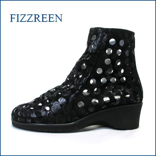 fizz reen フィズリーン fr2750bl  ブラック　【水玉がいっぱい・ときめき 新鮮素材・・fizz reen　・パンチングブーツ】
