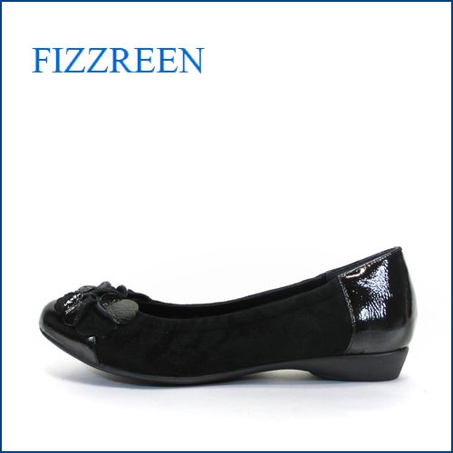 FIZZREEN  フィズリーン  fr2906bl ブラック　【かわいいお花リボン・らくらくＦＩＴ・優しく包む・fizzreen 　カジュアル パンプス】
