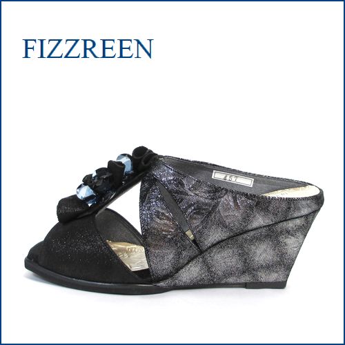 fizz reen フィズリーン fr457bl ブラック　【足をつつんで、ふわっとクッション・・ＦＩＺＺＲＥＥＮ・・・・可愛いフリフリお花・ミュール】