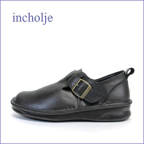 incholje インコルジェ　in8005bl ブラック 【楽らくＦＩＴするソフトなレザー・incholje・シンプルで合わせやすい モンクストラップ】
