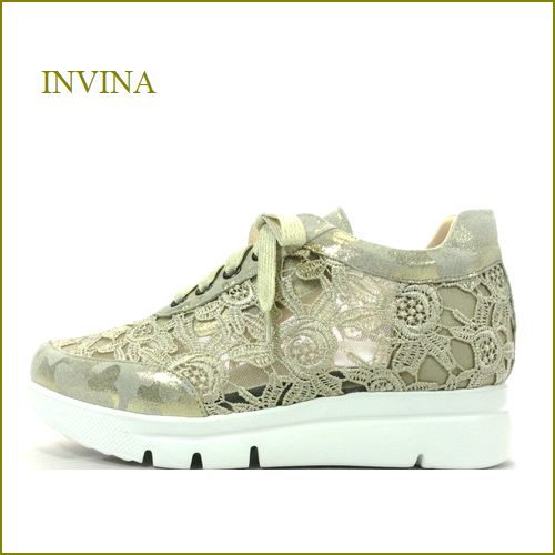 INVINA　インビナ iv50277bg 　ベージュ【お花のレース素材で可愛さアップ！INVINA 外反母趾対策の厚層インソール　大人スニーカー】