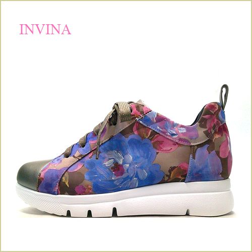 INVINA　インビナ iv50295et　エタンフラワー　【お花で可愛さアップ！やさしい履き心地・INVINA 外反母趾対策の厚層インソール スニーカー】