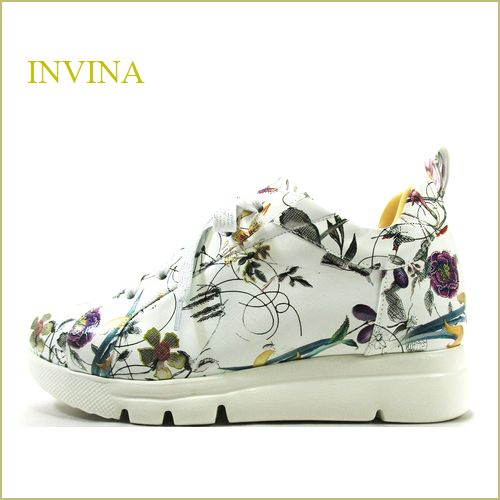 INVINA　インビナ iv50295wtf　ホワイトフラワー　【お花で可愛さアップ！INVINA 外反母趾対策の厚層インソール・・やさしい履き心地のスニーカー】