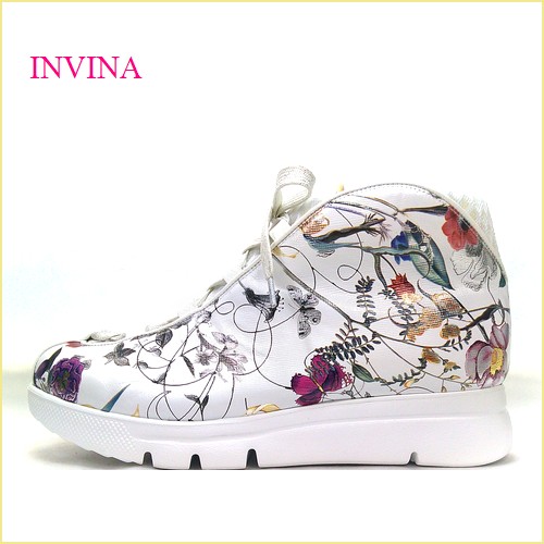 INVINA インビナ　iv50550wtfw ホワイト 【ソックスみたいに履きやすい・優しく感じる肌触り　INVINA お花模様のアンクルシューズ】