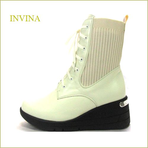 INVINA　インビナ iv9202iv　アイボリー 【ヒールアップで綺麗な姿勢・・ニット素材で可愛さアップ INVINA　エレガントブーツ】