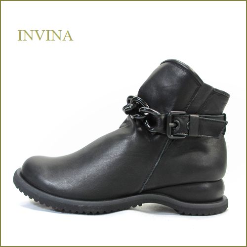 INVINA  インビナ  iv1425bl 　ブラック　【幅の広いラウンドトー・柔らかい一枚革の履き心地。。INVINA　かわいいのアンクルブーツ】