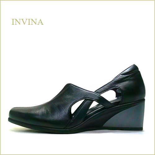 INVINA インビナ　iv4048bl　ブラック　【きれいなシルエット・柔らかレザーで快適　INVINA　ウェッジソール パンプス】