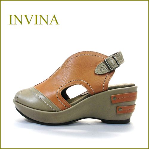 INVINA  インビナ　iv4101ok　オークコンビ　【かわいいボリュームの厚底ソール・・invina・柔らかレザーサンダル】