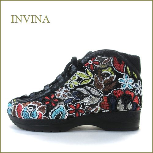 INVINA  インビナ  iv5550bl  ブラック  【ソックスみたい履きやすい・・カラフルししゅうの可愛いお花。。インビナ 楽らくアンクル】