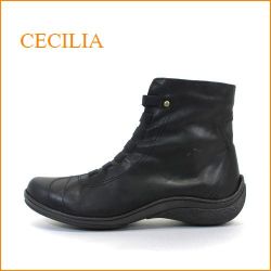 Cecilia　セシリア ce190bl ブラック　【アンティークなオイルレザー・ふわふわクッションの・・crcilia・レースアップの ショートブーツ】