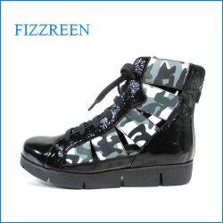 FIZZREEN フィズリーン fr1641bl　ブラック　【おしゃれソフトエナメル・快適ウェーブインソール・FIZZREEN レースアップ ブーツ】