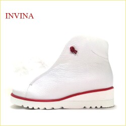 invina　インビナ iv2439wt 　ホワイト【サラッとして気持ちいい裏素材　INVINA　スポッ、と履けるゴムレースのシンプルブーツ】