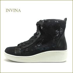 invina　インビナ iv2583bl 　ブラック　【お花レースの可愛いデザイン・INVINA　歩行に優しい ウェーブ調やすらぎインソール】