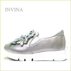 INVINA　インビナ iv57303sl 　シルバー【可愛いお花が咲いている　ほっとする履き心地　INVINA　締めつけない幅広 スリッポン】