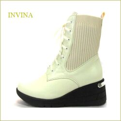 INVINA　インビナ iv9202iv　アイボリー 【ヒールアップで綺麗な姿勢・・ニット素材で可愛さアップ INVINA　エレガントブーツ】