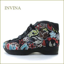 INVINA  インビナ  iv5550bl  ブラック  【ソックスみたい履きやすい・・カラフルししゅうの可愛いお花。。インビナ 楽らくアンクル】