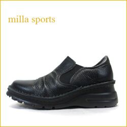 milla sports ミラスポーツ mi1043bl ブラック　【超 軽量ソール登場！！空気を履いた感覚・・milla sports・包む感じの 楽らくサイドゴア スリッポン】