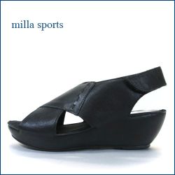 MILLA SPORTS / ミラスポーツ mi6361bl ブラック　【面ファスナーでしっかりフィット　milla　sports　柔らかレザーのシンプル サンダル】