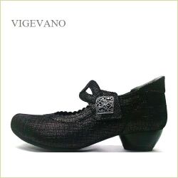 ビジェバノ　vigevano　vg7026blme　ブラックメタ 【靴職人手作りの１足・優しく包む感じ・　vigevano  ベルトパンプス】
