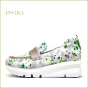 INVINA　インビナ iv49203fw 　ホワイトフラワー【新鮮・ホワイト＆フラワー　横アーチがフィット　INVINA　スニーカーソールのローファー】