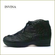 INVINA インビナ　iv550bl ブラック 【ソックスみたいに履きやすい・優しく感じる肌触り　INVINA お花模様のアンクルシューズ】