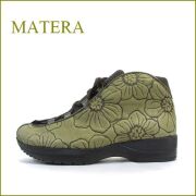 MATERA マテーラ　ma550ka   カーキ 【ソックスみたいに履きやすい・優しく感じる肌触り　MATERA お花模様のアンクルシューズ】