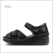 put's　プッツ　pt42091bl  ブラック　【横幅が調整できるから安心・ぴったりフィットの履き心地。Put's　マジックベルト サンダル】