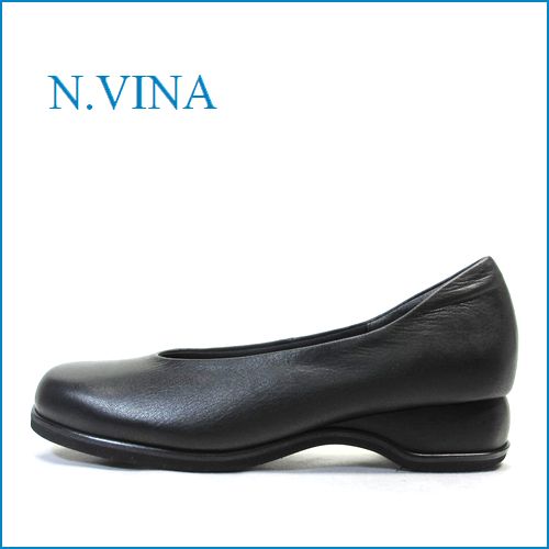 エヌビナ  ティアラ　NVINA TIARA　nv1848bl ブラック 【大活躍するしっかりヒール・外反母趾にやさしい巾広・nvina tiara 柔らか仕立てのシンプルパンプス】