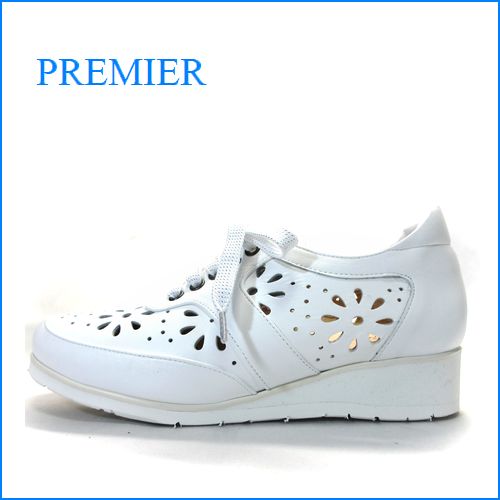 premier　プリミエ　pr1800wt　ホワイト　【新ブランド登場！！かわいいお花のパンチング・premier　ふわっ！とするレースアップ】