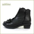 ashline　アシュライン　as11bl　ブラック　【可愛いお花とフラワーカット・ashline・ アイロントゥのショートブーツ】