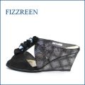fizz reen フィズリーン fr457bl ブラック　【足をつつんで、ふわっとクッション・・ＦＩＺＺＲＥＥＮ・・・・可愛いフリフリお花・ミュール】