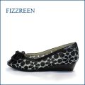 fizz reen フィズリーン fr7001bl  ブラック　【かわいい上品コサージュ・・新鮮なレース素材・・fizzreen・・２重クッション・ローヒール パンプス】