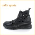 milla sports　ミラスポーツ　mi1032bl　ブラック　【どんどん歩けるラバーソール・・おしゃれなジッパー・・popo larita・・穴穴アンクル】
