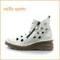 milla sports　ミラスポーツ　mi1032iv　アイボリー　【どんどん歩けるラバーソール・・ダブルのジッパー・・milla sports・・穴穴アンクル】