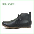 milla sports   ミラスポーツ　mi15500bl　ブラック　【かわいい丸さのラウンドトゥ・ソフトな革と巾広４Ｅ・milla sports  インヒールのアンクルブーツ】