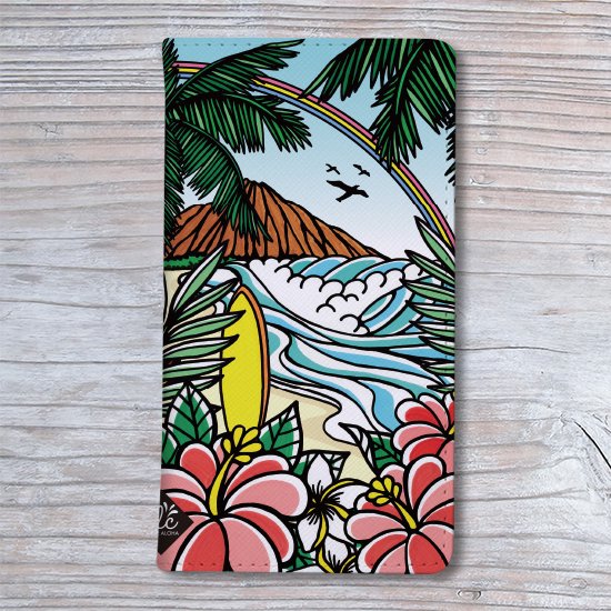 手帳型スマホケース 全機種対応 Waikiki Rainbow Simplever メール便ok