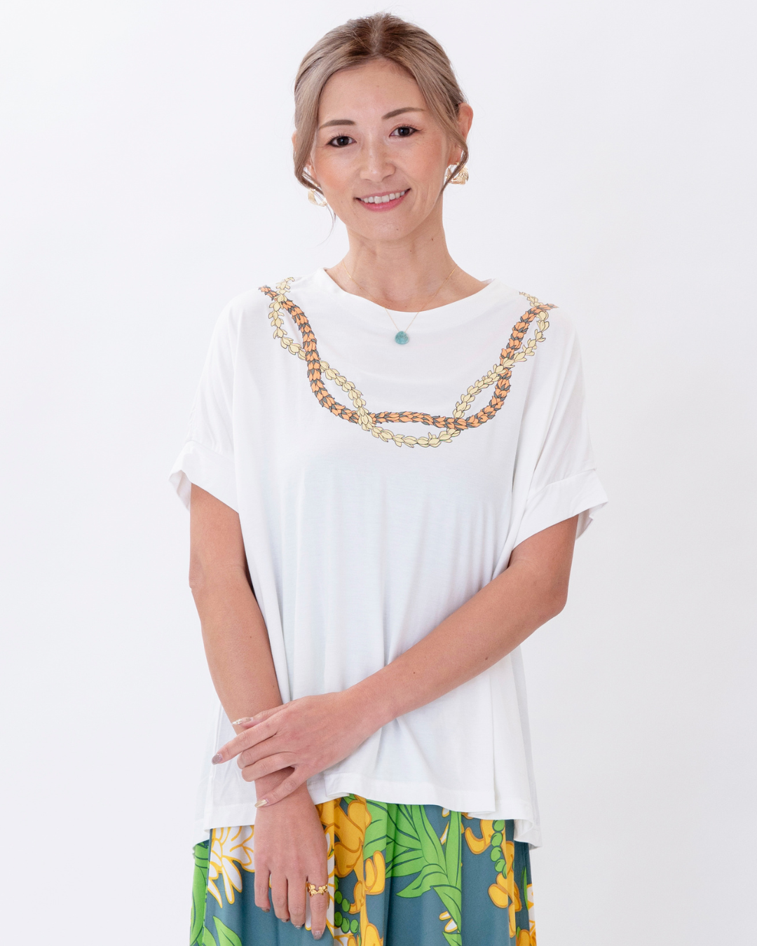 【Princess Kaiulani2026春夏】リラックスＴシャツ　レイ柄　2601【１点までメール便配送OK！送料250円】