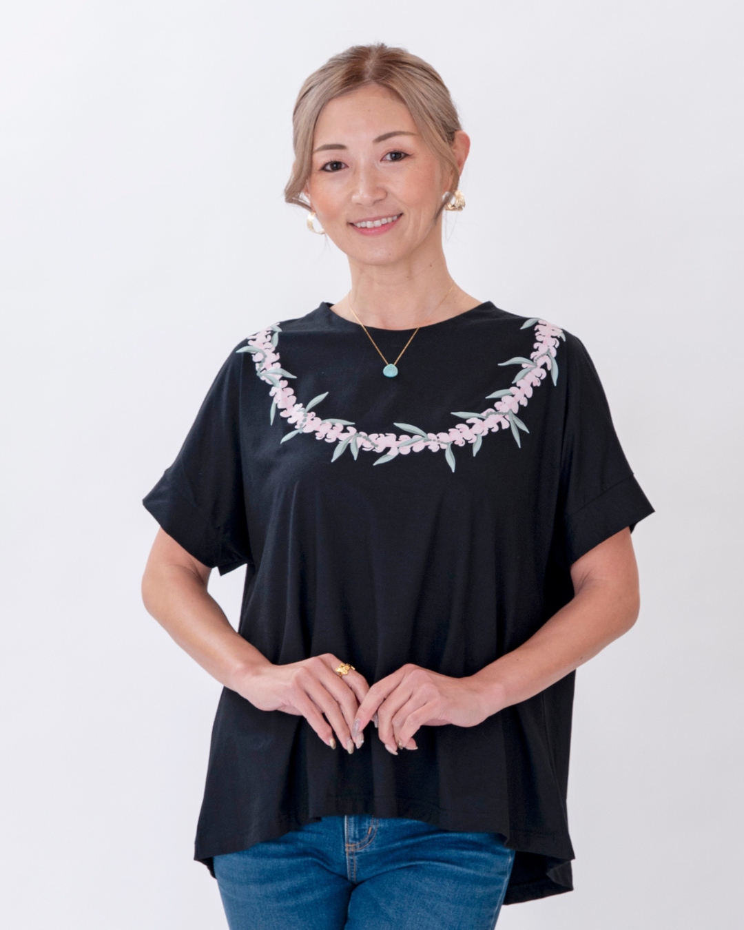 【Princess Kaiulani2026春夏】リラックスＴシャツ　レイ柄　2602【１点までメール便配送OK！送料250円】