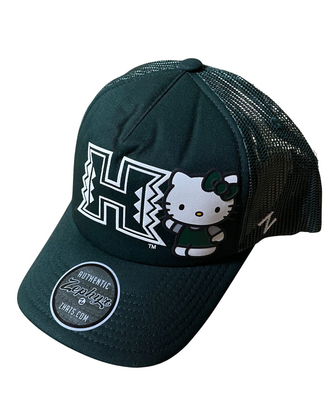 【ハワイ大学オフィシャルグッズ】Zephyr&HELLO KITTYコラボメッシュキャップ