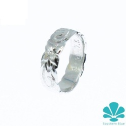 ☆ハワイ直輸入☆ ハワイアンジュエリー 6mm リング シルバーリング プルメリア 花 スクロール シルバー【ハワジュ８点までメール便配送OK！送料250円】