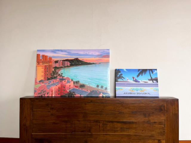 イラストレーター 栗山義勝】【キャンバスパネル絵】 ロイヤルハワイアン