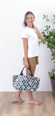 【HALEIWA HAPPY MARKET2026春夏】コーティングトートバッグL/B-NAVY