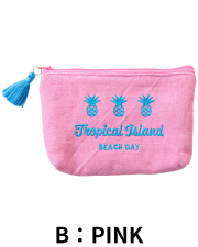 【Pukana2026春夏】イカットポーチ　M　2604【１点までメール便配送OK！送料250円】/B：PINK